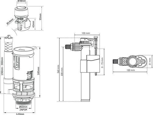 Mécanisme Complet à double poussoir à cable NF- Fixoconnect